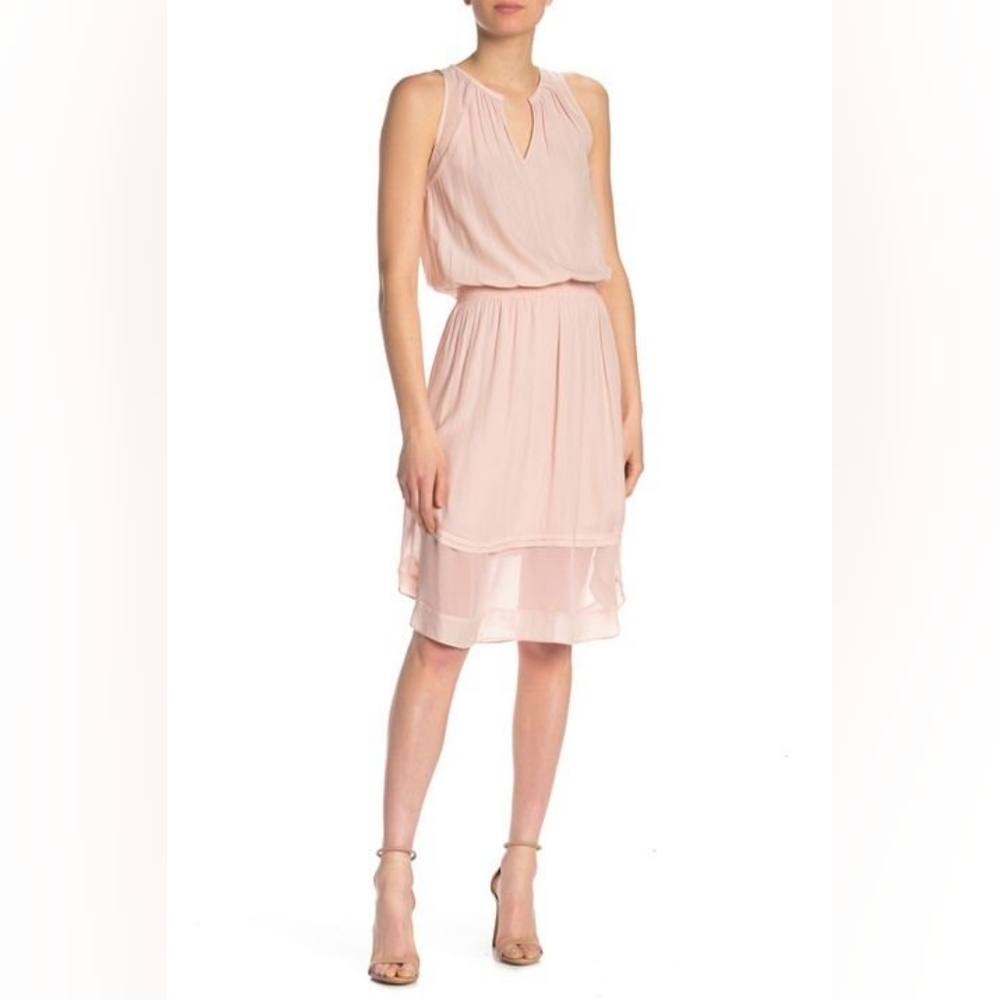 Ramy Brook Quinn Smocked Blush Pink Midi Dress